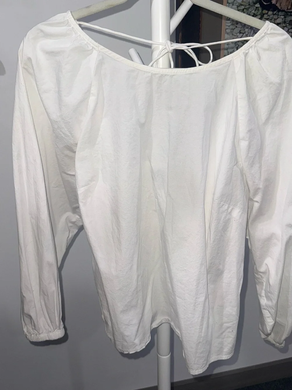 J. Crew White Open-Back Peasant Blouse